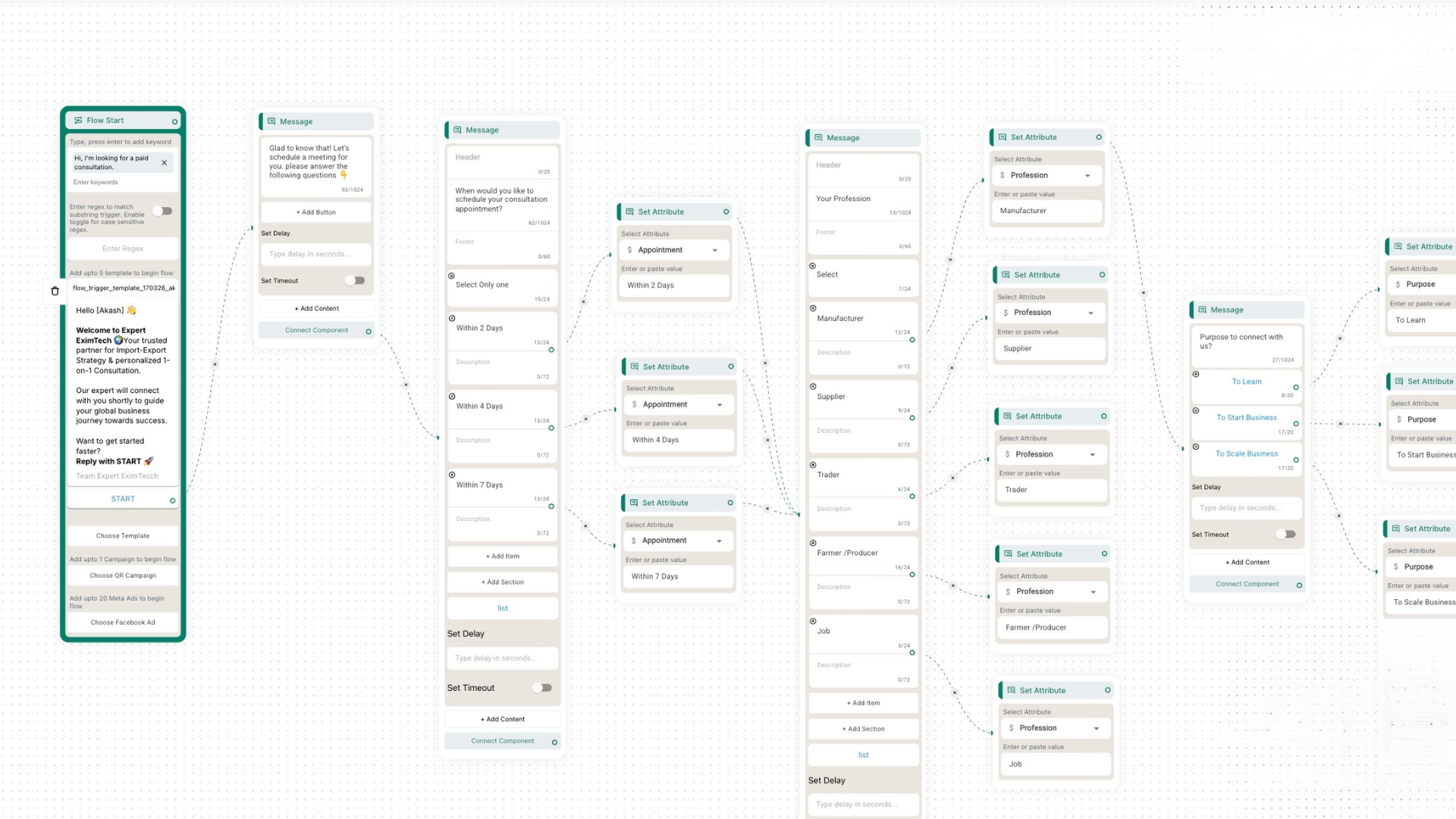 Expert Exim WhatsApp Chatbot Automation Mockup 1